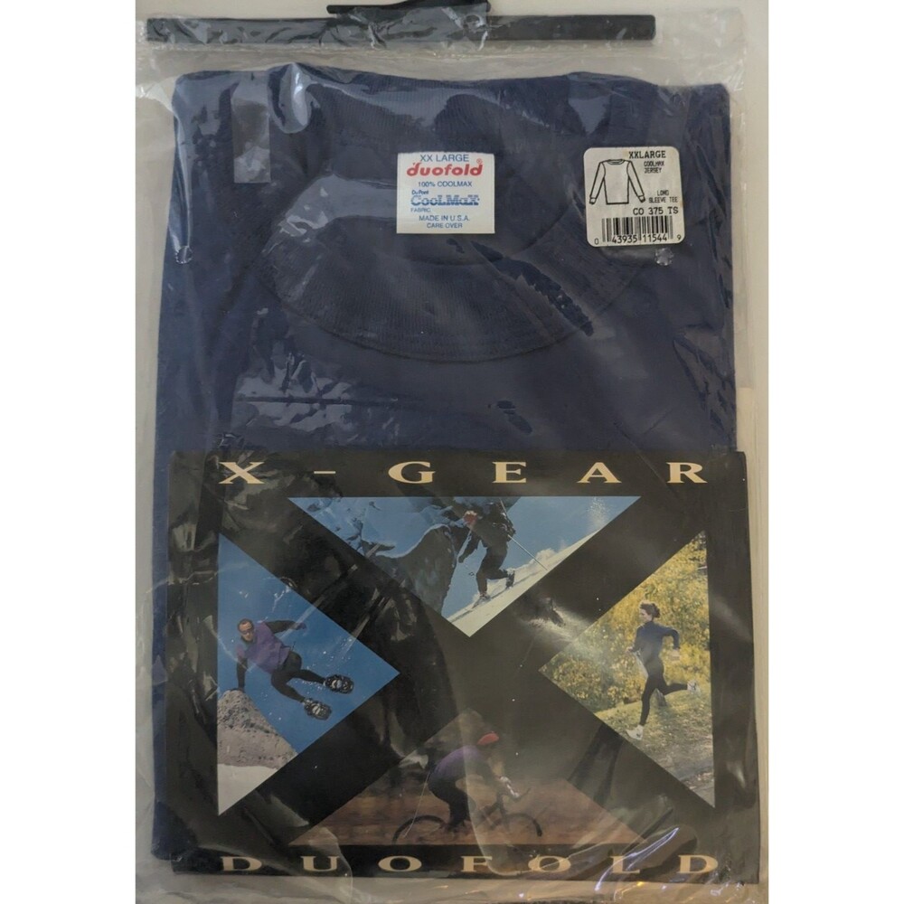 Vintage Duofold X-Gear CoolMax Men's Long Sleeve Jersey XXL Blue In Org. Pack